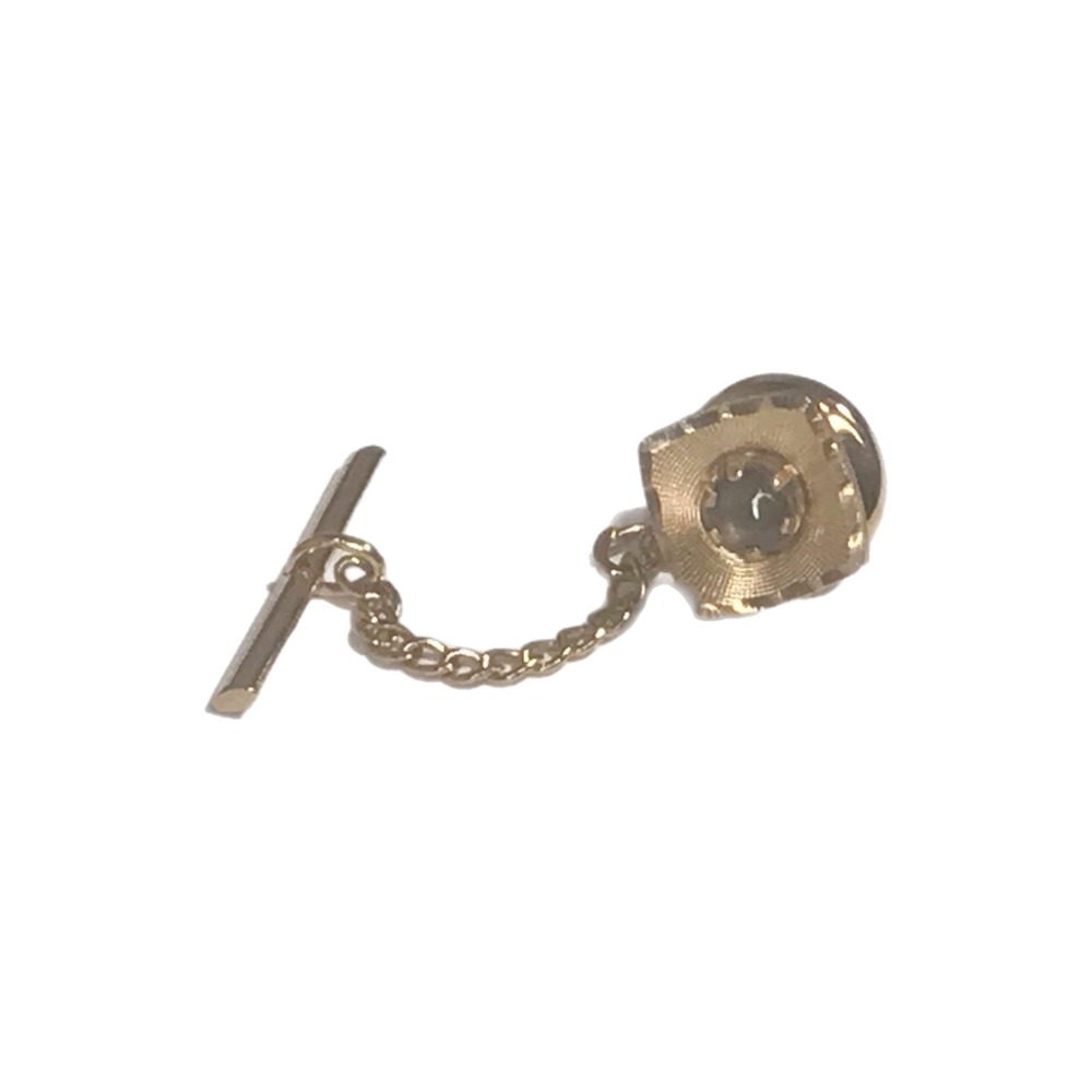 Vintage Anson 12k GF Gold Filled Tie Tack Bar Chain Tigers Eye Pin